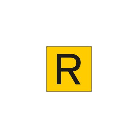 Cartello alluminio fondo giallo lettera R nera