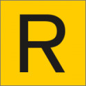 Etichetta adesiva fondo giallo lettera R nera