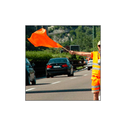 Bandierina segnaletica per movieri arancio fluorescente asta in legno