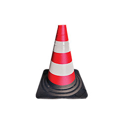 Cono stradale in gomma con 2 fasce rifrangenti classe 2 h. 30 cm.