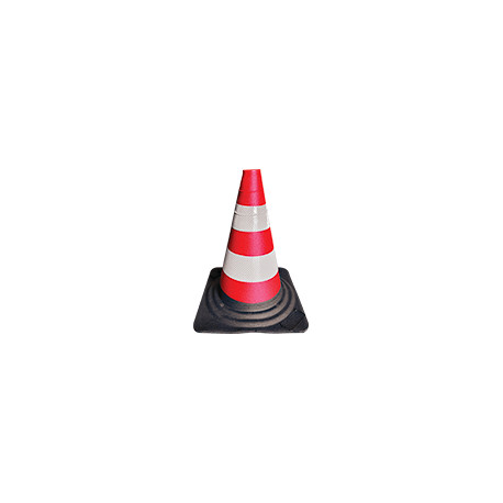 Cono stradale in gomma con 2 fasce rifrangenti classe 2 h. 30 cm.