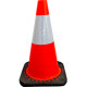 Cono rosso h. mm 450 2 bande rifrangenti classe 2 base caucciu'