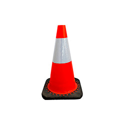 Cono rosso h. mm 450 2 bande rifrangenti classe 2 base caucciu'