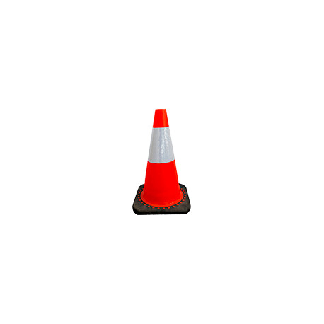 Cono rosso h. mm 450 2 bande rifrangenti classe 2 base caucciu'