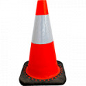 Cono rosso h. mm 450 2 bande rifrangenti classe 2 base caucciu'
