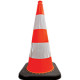 Cono rosso h. mm 700 2 bande rifrangenti classe 2 base caucciu'