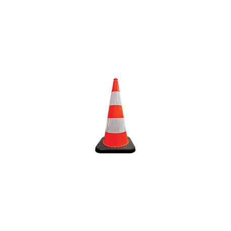 Cono rosso h. mm 700 2 bande rifrangenti classe 2 base caucciu'