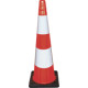 Cono rosso h. mm 900 2 bande rifrangenti classe 2 base caucciu'