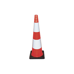 Cono rosso h. mm 900 2 bande rifrangenti classe 2 base caucciu'
