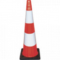 Cono rosso h. mm 900 2 bande rifrangenti classe 2 base caucciu'