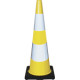 Cono giallo h. mm 900 2 bande rifrangenti classe 2 base caucciu'