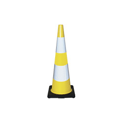 Cono giallo h. mm 900 2 bande rifrangenti classe 2 base caucciu'