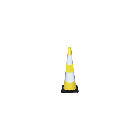 Cono giallo h. mm 900 2 bande rifrangenti classe 2 base caucciu'
