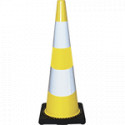 Cono giallo h. mm 900 2 bande rifrangenti classe 2 base caucciu'