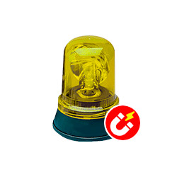 Segnalatore rotante 12Vcc giallo b. 3 magn. +cavo acc