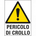 Cartello in Polionda Pericolo di crollo