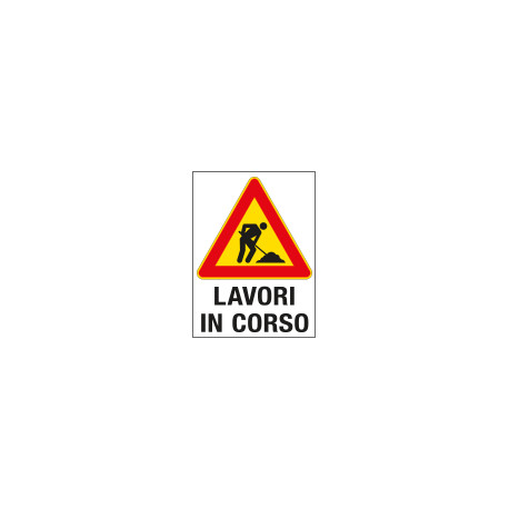 Cartello in Polionda Lavori in corso