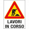 Cartello in Polionda Lavori in corso