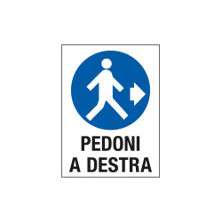 Cartello in Polionda Pedoni a destra