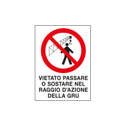 Cartello in Polionda Vietato passare o sostare nel raggio di azione. . .
