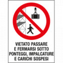 Cartello in Polionda Vietato passare e fermarsi sotto ponteggi. . . . .