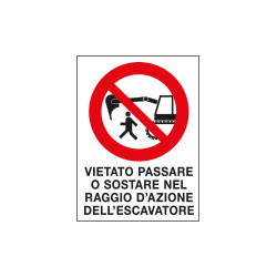 Cartello in Polionda Vietato passare o sostare nel raggio di azione. . .