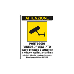 Cartello in Polionda Ponteggio videosorvegliato