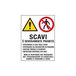 Cartello in Polionda Attenzione scavi e' severamente proibito. . . . .