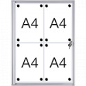 Bacheca per interni retro in lamiera magnetica per 4 fogli A4