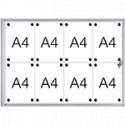 Bacheca per interni retro in lamiera magnetica per 8 fogli A4