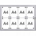 Bacheca per esterni retro lamiera apertura a libro per 8 fogli A4