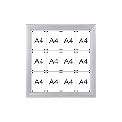 Bacheca per esterni retro lamiera apertura a compasso per 12 fogli A4