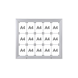 Bacheca per esterni retro lamiera apertura a compasso per 15 fogli A4