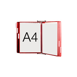 Leggio da muro con 10 buste formato A4 colore ROSSO