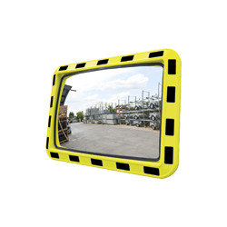 Specchio industriale rettangolare cornice giallo/nera cm 100x80