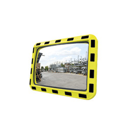 Specchio industriale rettangolare cornice giallo/nera cm 80x60