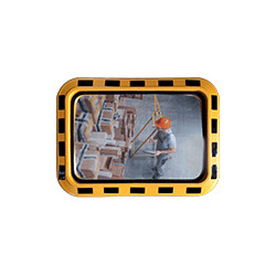 Specchio industriale rettangolare cornice giallo/nera cm 60x40