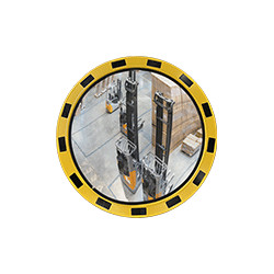 Specchio industriale rotondo cornice giallo/nera diametro cm 60