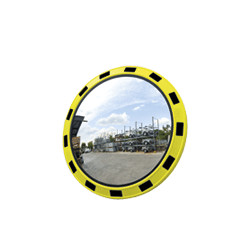 Specchio industriale rotondo cornice giallo/nera diametro cm 80