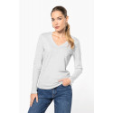 T-shirt donna manica lunga scollo a V K382 Kariban