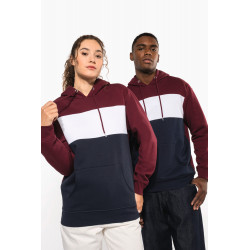 Felpa unisex tricolore con cappuccio K4016 Kariban