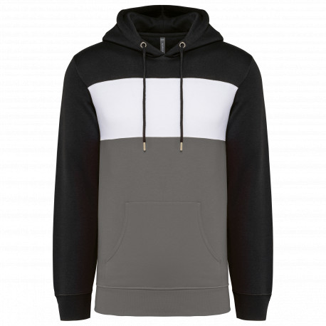 Felpa unisex tricolore con cappuccio K4016 Kariban