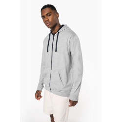 Felpa uomo con cappuccio a contrasto full zip K466 Kariban