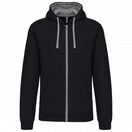 Felpa uomo con cappuccio a contrasto full zip K466 Kariban