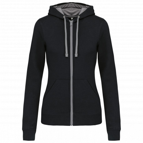 Felpa donna con cappuccio a contrasto full zip K467 Kariban