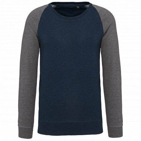 Felpa uomo BIO French Terry bicolore girocollo e manica raglan NON GARZATA K491 Kariban