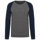 Felpa uomo BIO French Terry bicolore girocollo e manica raglan NON GARZATA K491 Kariban