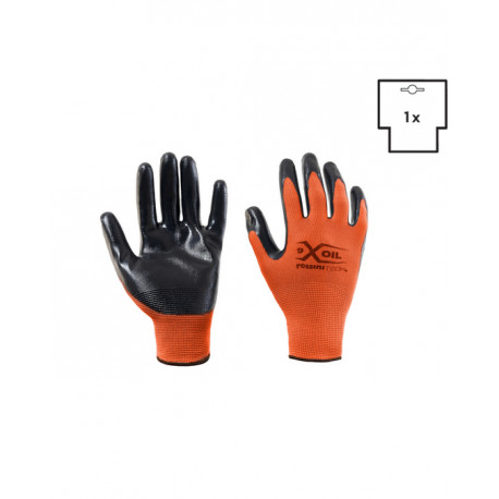 Guanto poliestere/nitrile liscio arancio X-Glove X-Oil