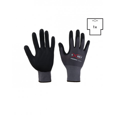 Guanto Nylon-spandex/nitrile micro-schiuma traspirante nero X-Glove X-Dry