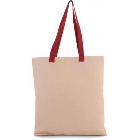 Shopper piatto in tela con manico a contrasto KI0277 Kimood
